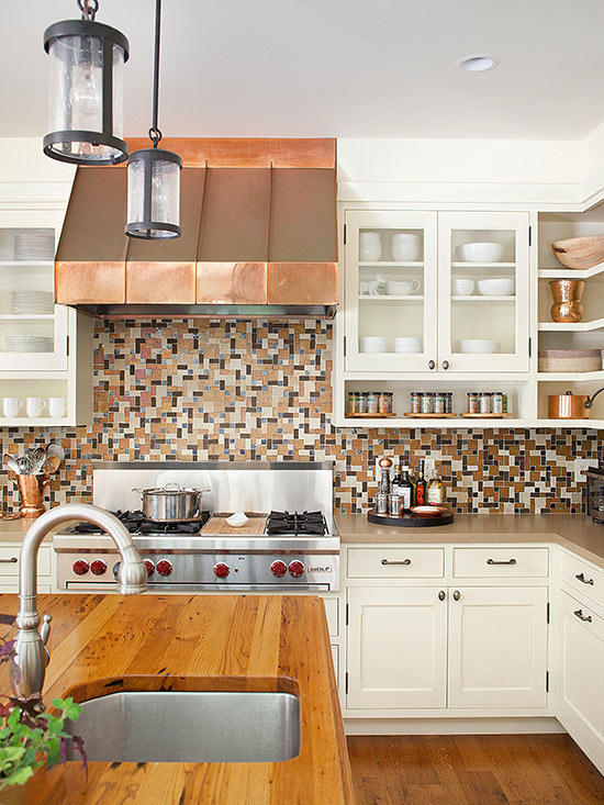 آشپزخانه با طراحی مسی سفید